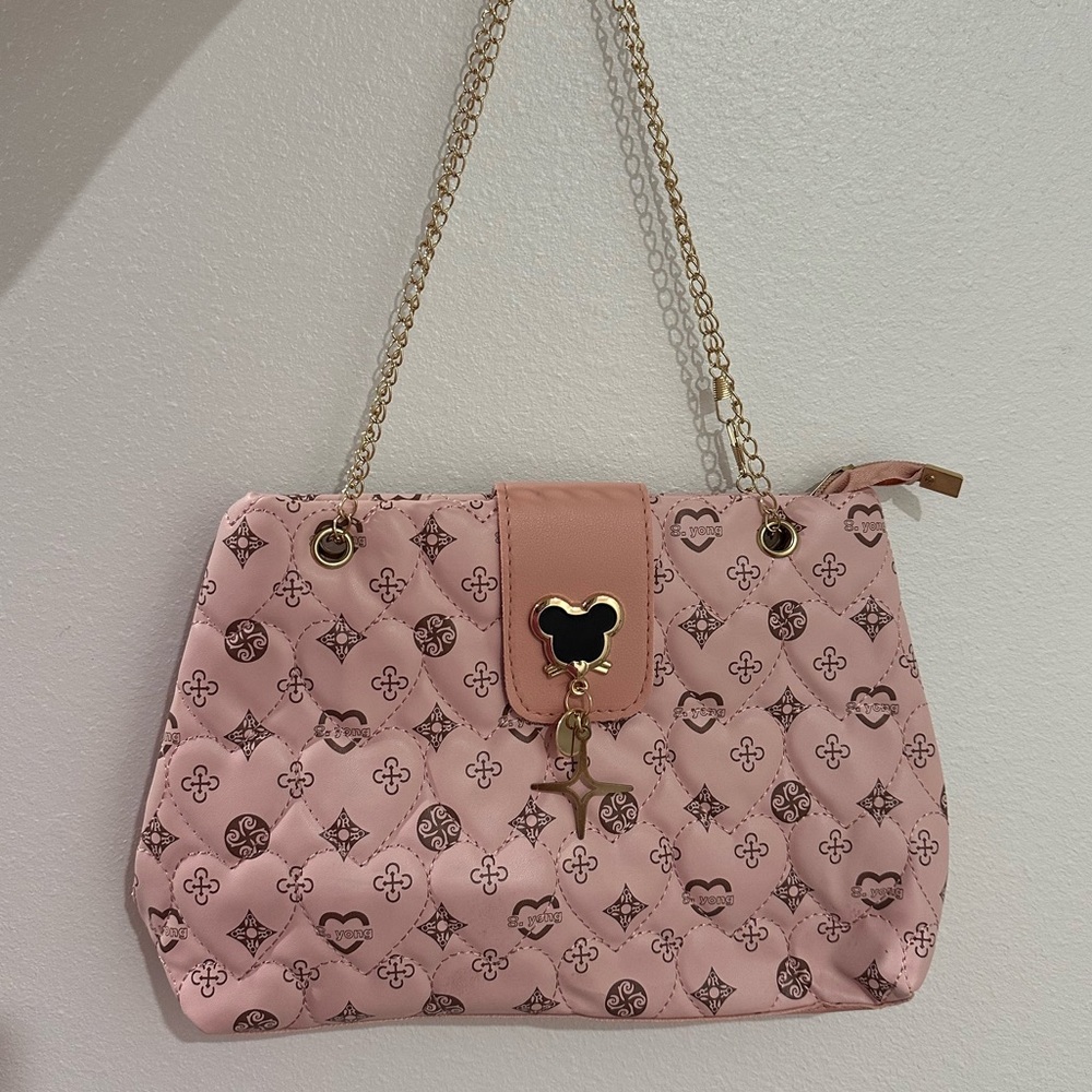 Pink and White Mickey Pendant Bag